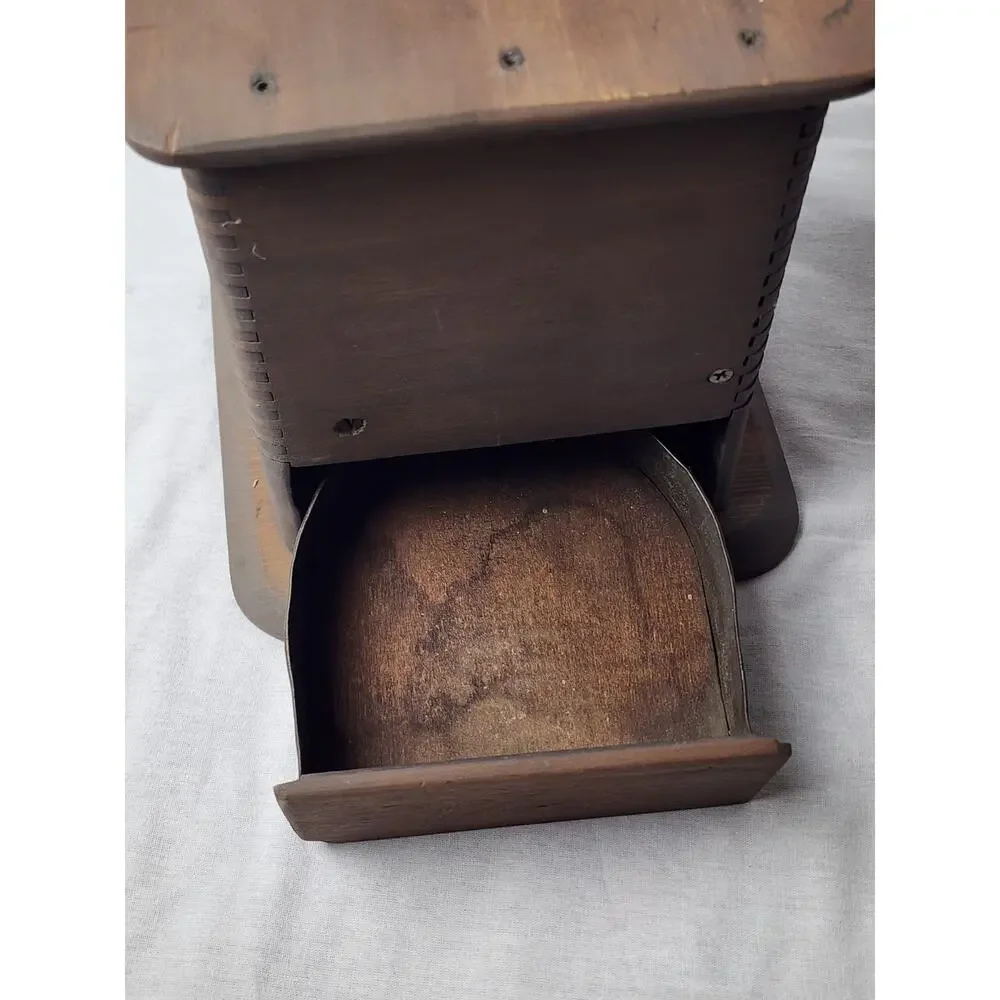 Vintage Wood Coffee Grinder Cast Iron Dovetailed Hand Crank Antique Flour Mill
